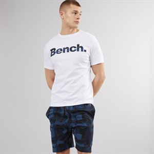 Bench Mens Mowie T-Shirt And Shorts Loungewear Set White/Geometric Camo
