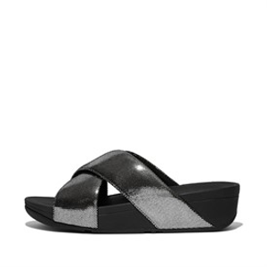 FitFlop Womens Lulu Lustra Cross Strap Sliders All Black
