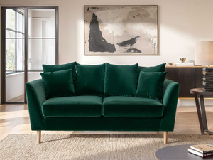 Flair Avery 2 Seater Scatter Back Cushion Sofa Bottle Green Velvet
