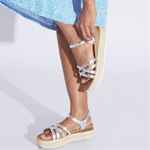 Board Angels Womens Chloe Platform Ankle Strap Sandals Silver