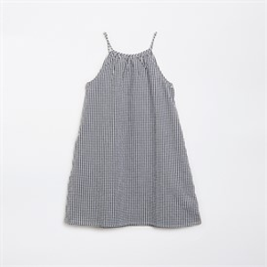 Board Angels Girls Woven Seersucker Check Dress Black/Ecru