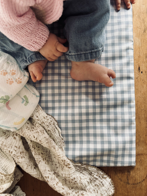 Mabel & Fox - Travel Changing Mat - Blue Gingham