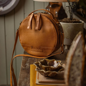 Sac à ouvrage à bandoulière rond Muud Bella - Whisky