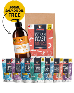 Essential Bundle | Ocean Feast Grain Free Dog Food + Dental Treats + FREE 500ml Salmon Oil