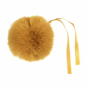 Pompon imitation fourrure 11 cm - Moutarde