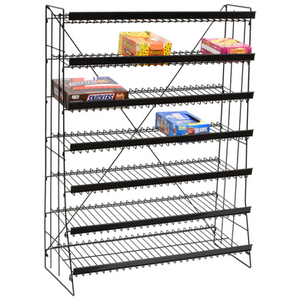 7 Tier Convenience Store Candy Floor Standing Display Rack - 36 in. W x 48 in. H Black Metal Wire