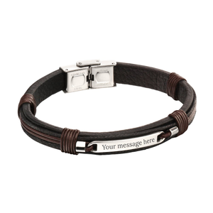 Stainless Steel Woven Leather ID Bracelet