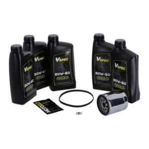 Vspec Fully Synthetic Service Kit With Chrome Filter For 2007-2017 Harley Davidson Softail & 2006-2017 Dyna (GRBRT54)
