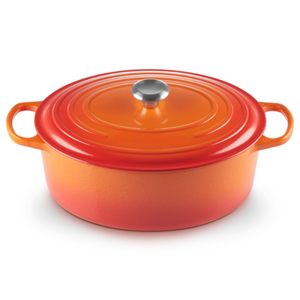 Steelex Orange Oval Cast Iron Casserole 30cm 
