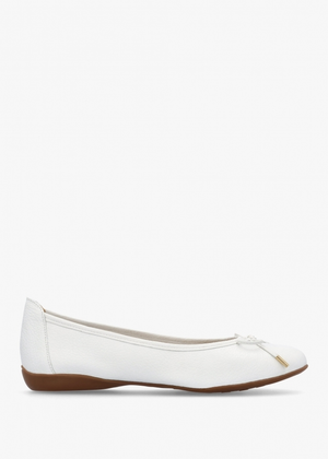 Gambi White Tumbled Leather Ballet Pumps