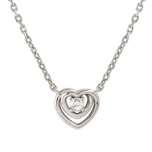 Cosmic Love Silver Heart CZ Necklace
