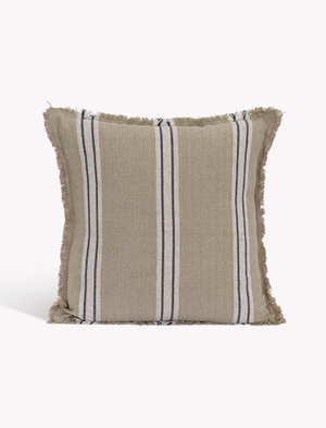 Saddlewood Cushion 50X50cm - Linen & Cotton, Ink Stripe