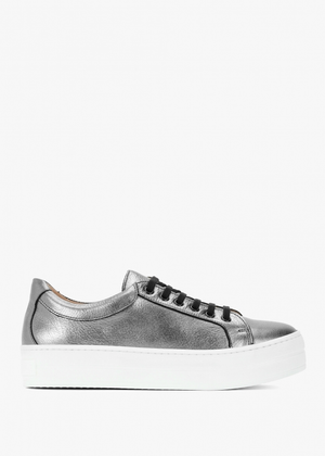 Piccadilly Circus Pewter Leather Flatform Trainers