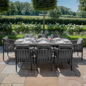 Maze - Milan Rope Weave 8 Seat Rectangular Dining Set - Charcoal