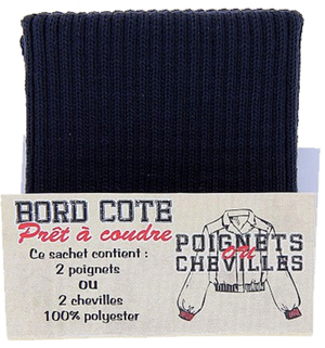 Sachet de 2 poignets bord côte - Bleu marine