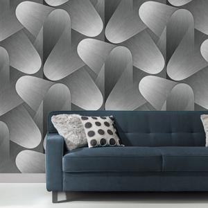 Erismann Allure Retro Geometric Grey Metallic Wallpaper - 10423-29