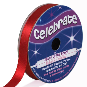 Ruban satin Celebrate rouge - 9 mm x 6 mètres