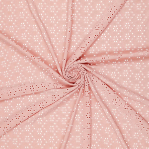 Tissu broderie anglaise extensible - Vieux rose