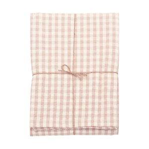 Walton & Co Gingham Plaster Pink 130 x 180cm Tablecloth