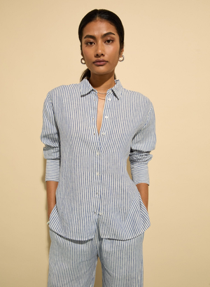 Muriel Linen Shirt - UK 10 | EU 36 | US 06 / Indigo Stripe