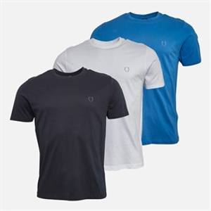 883 Police Mens Rackenford Three Pack T-Shirts Navy/Cobalt Blue/White