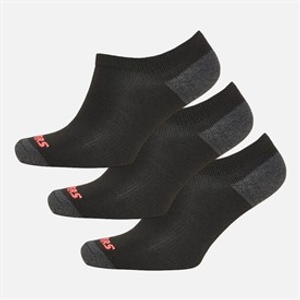 SKECHERS Womens Three Pack No Show Socks Black/Pink