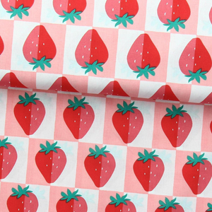 Tissu popeline de coton - Mariguette rose et rouge