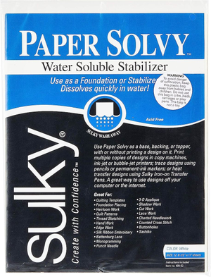 Set de 11 feuilles de stabilisateur hydrosoluble et imprimable Sulky Paper Solvy