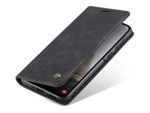 CaseMe Slim Synthetic Leather Wallet Case with Stand for Samsung Galaxy A36 - Charcoal