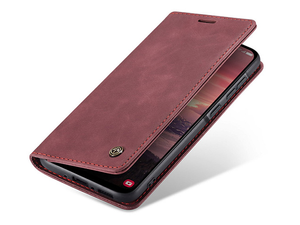 CaseMe Slim Synthetic Leather Wallet Case with Stand for Samsung Galaxy A56 - Burgundy