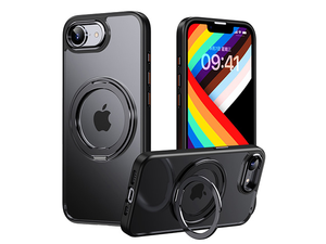 Magnetic Ring Stand Case for iPhone 16e - Black