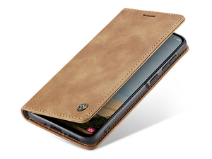 CaseMe Slim Synthetic Leather Wallet Case with Stand for Samsung Galaxy A36 - Tan