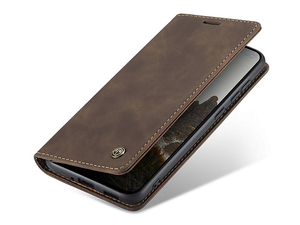 CaseMe Slim Synthetic Leather Wallet Case with Stand for OPPO Reno13 F - Chocolate