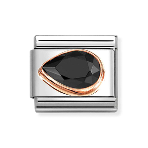 Classic Rose Gold Black Faceted Left Drop Charm