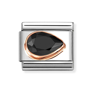Classic Rose Gold Black Faceted Right Drop Charm