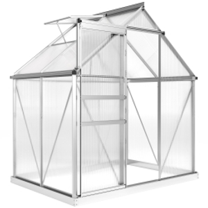 Outsunny 192.5 x 131cm Walk-In Polycarbonate Greenhouse - Silver-Tone