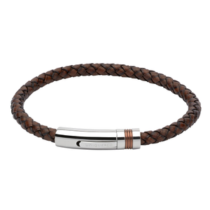 Antique Dark Brown Leather Steel Clasp Bracelet