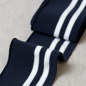 Bord-côte poignets et taille - Bleu marine rayures blanches