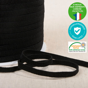 Elastique hypoallergénique sans latex - Noir