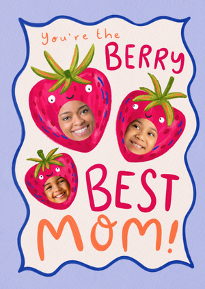 Berry Best Mom Face In Hole Strawberries Photo Upload Mother's Day Card