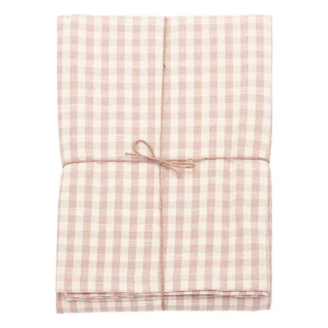 Walton & Co Gingham Plaster Pink 130 x 230cm Tablecloth