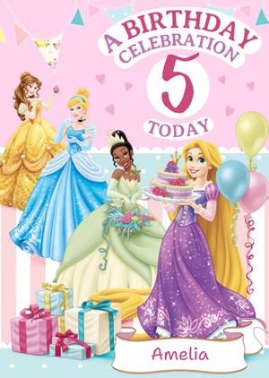 Disney Princess A Birthday Celebration 5 Today  Birthday Card
