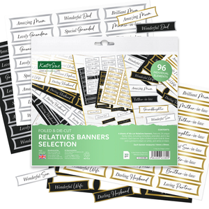 Foiled Relatives Banners Selection, 96 Sentiments
