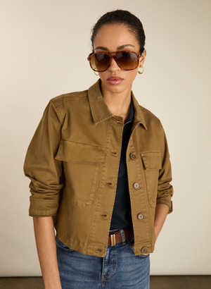 Nata Organic Cotton Cropped Jacket - UK 10 | EU 36 | US 06 / Taupe