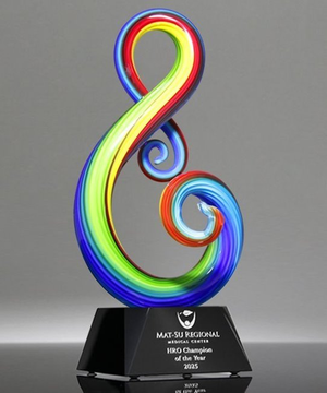Radiant Note Art Glass Award - Black Base