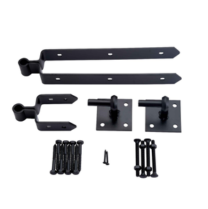 Double Strap Hook & Band Field Gate Hinges - 18" (Inch) - Black Powder Coated - Hardware Solutions