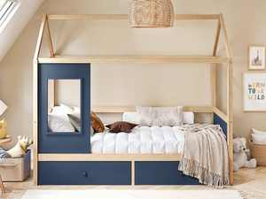 Flair | Ted Play House Wooden Bed With Storage - Pink | BedKingdom
