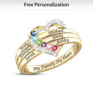 Birthstone Solid 1K Gold Personalized Family Ring