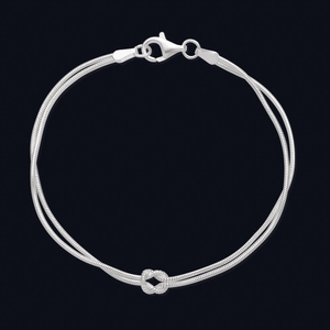 Portrait Muse Love Knot Snake Chain Silver Bracelet