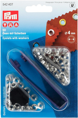 Boite 50 oeillets 4 mm avec outil de pose - Argent